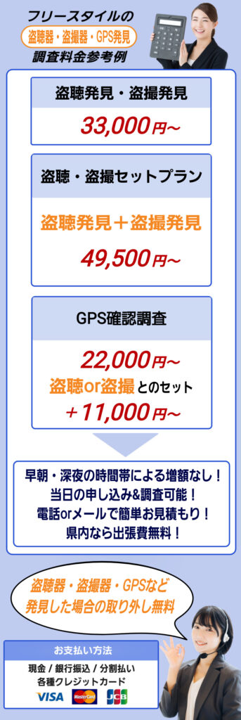 盗聴盗撮発見の料金プラン