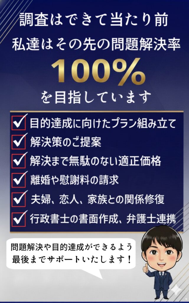 調査後のサポートで問題解決100%を目指しています