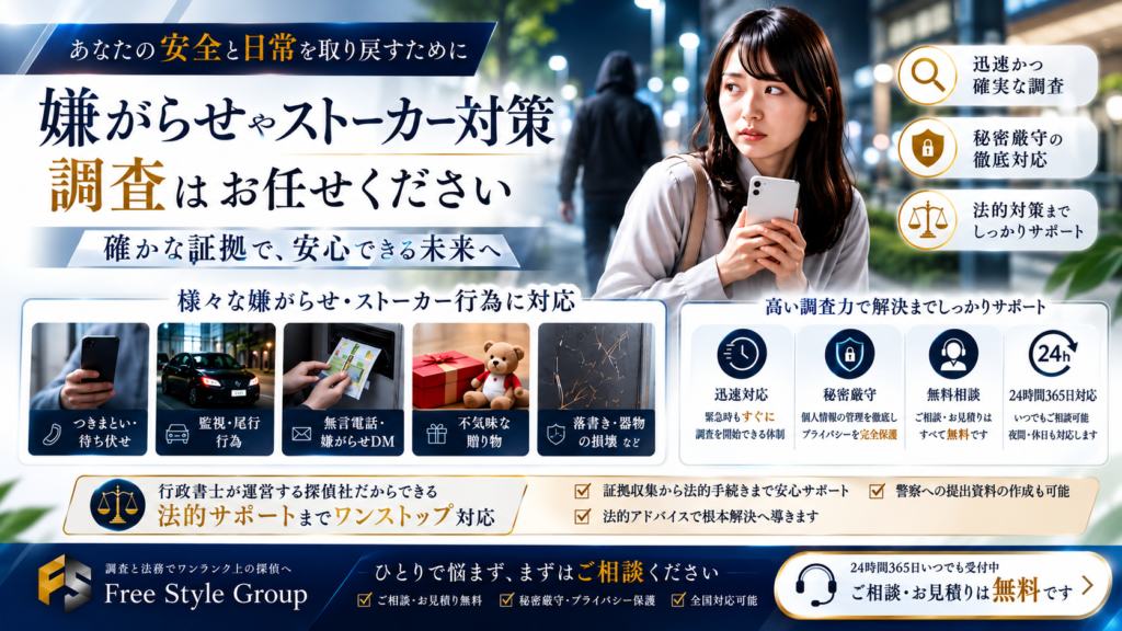 嫌がらせやストーカー対策調査サムネ