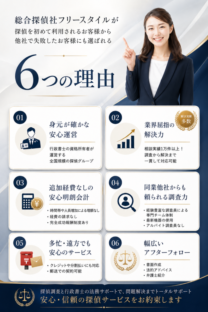 総合探偵社フリースタイルが選ばれる理由