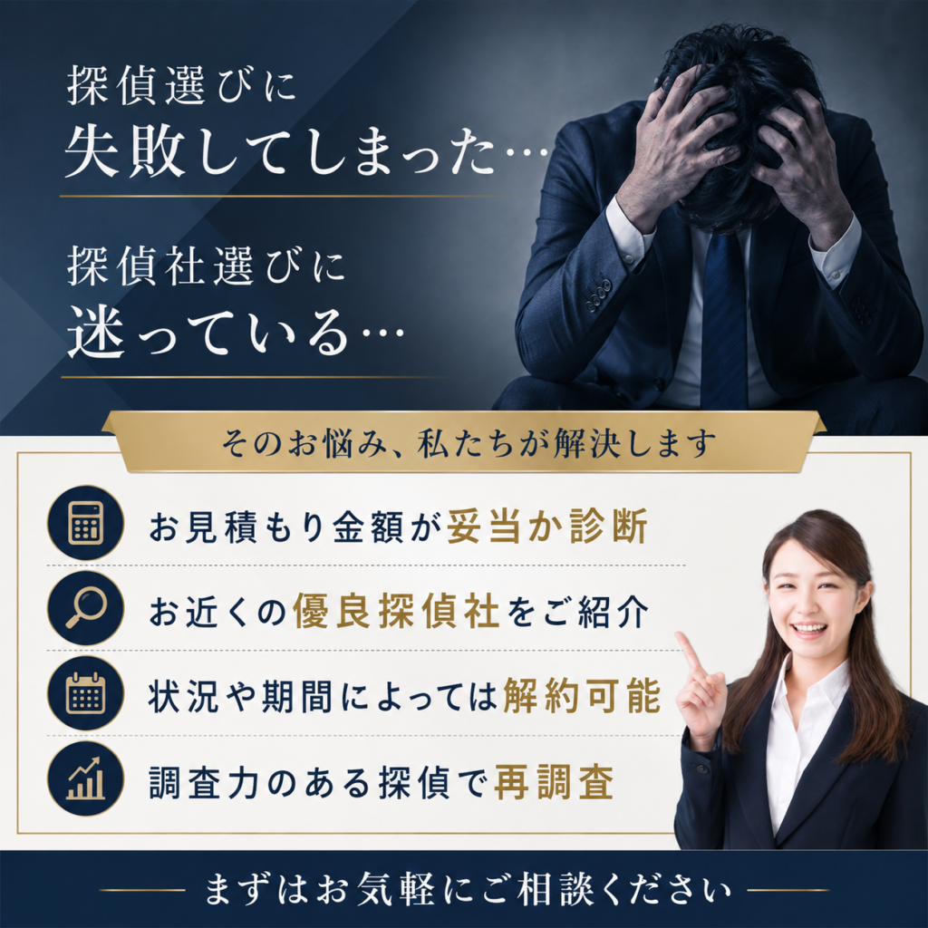 探偵選びに失敗したり迷ったら
